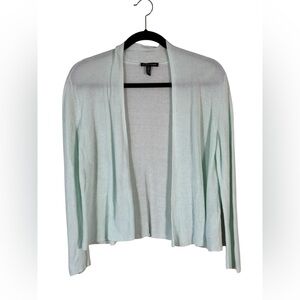 Eileen Fisher Mint Green Linen Open Front Cardigan Sweater Womens M Sustainable